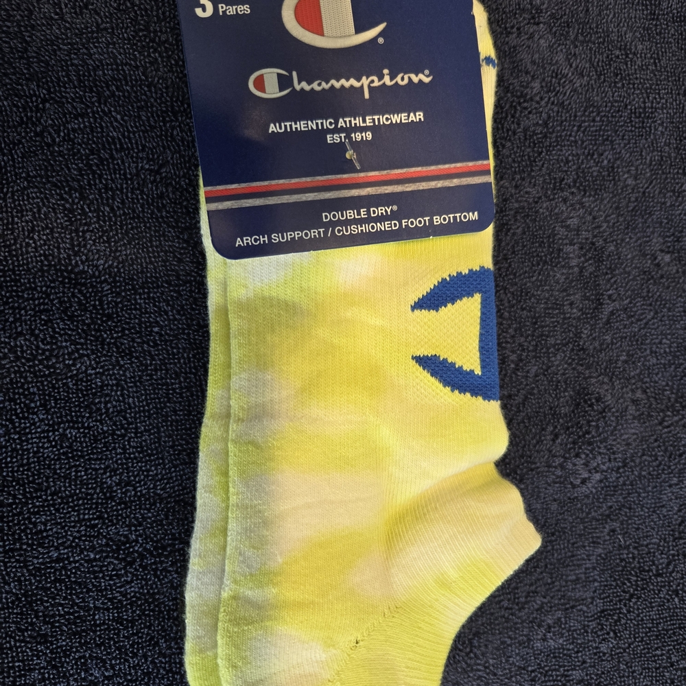 Champion Yellow Tie Dye, White, And Black, Athletic Socks
